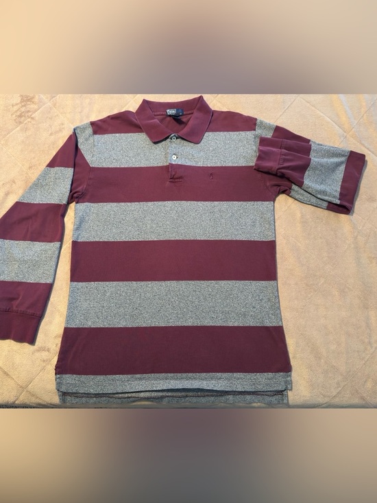 Polo Ralph Lauren Other - Polo by Ralph Lauren Maroon & Gray Wide-Stripe Polo Boys XL